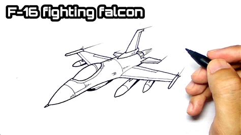 How to draw fighter jet step by step || f-16 fighting falcon - YouTube