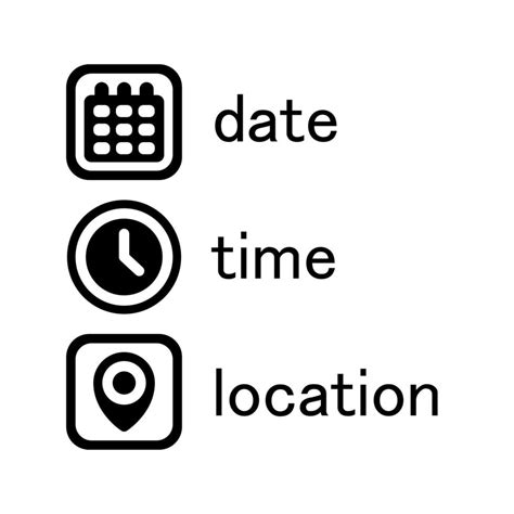 Date, Time, Address or Place Icons Symbol 14008234 Vector Art at Vecteezy