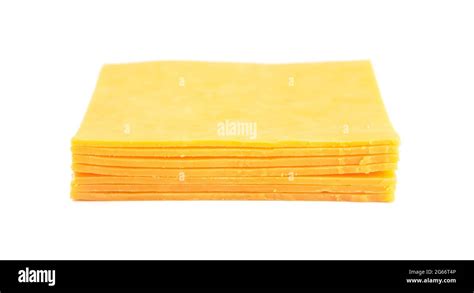 Slices of Cheddar Sandwich Cheese on a White Background Stock Photo - Alamy