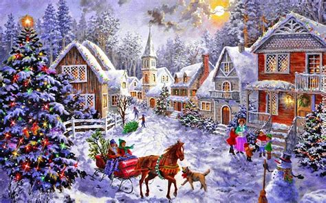 Free Christmas Wallpaper | Christmas scenes, Christmas canvas ...