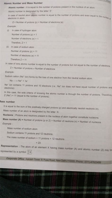Atomic Number and Mass Number Atomic number : It is equal to the number o..