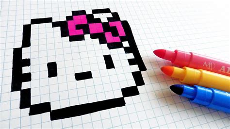 Handmade Pixel Art - How To Draw Hello Kitty #pixelart - YouTube