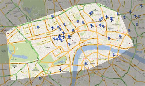 London Coffee Map Zone 1 - Peter J Thomson