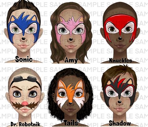 Face Painting Sonic Tails Knuckles Board, Face Paint Design Menu Board, Designs for Face ...