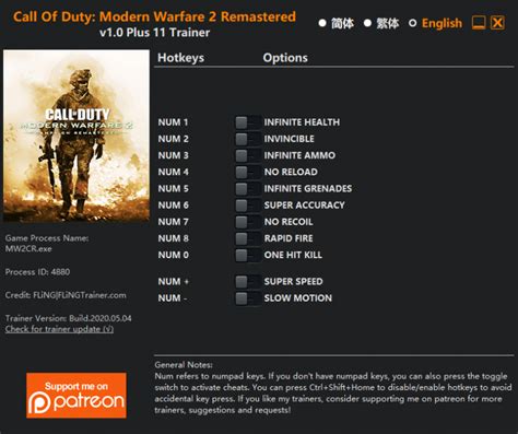 Call Of Duty: Modern Warfare 2 Remastered Trainer - FLiNG Trainer - PC ...