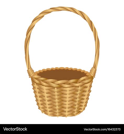 Single handle wicker basket isolated Royalty Free Vector