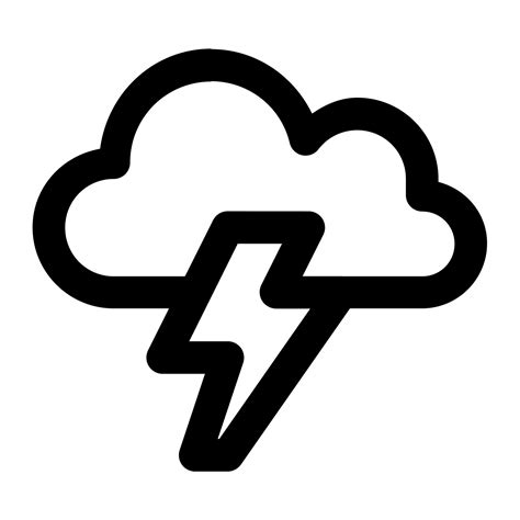 Thunder storm symbol in outline icon style. Lightning, cloud, weather ...