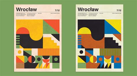 Geometric Postmodern Vintage Style Poster Design Templates for Adobe Illustrator