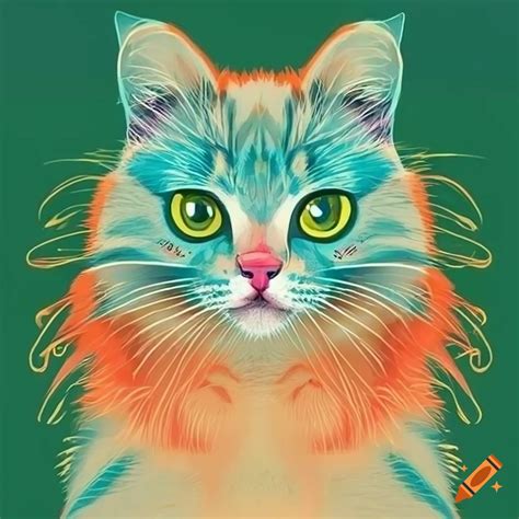 Colorful graphic art of a cute cat with defined features