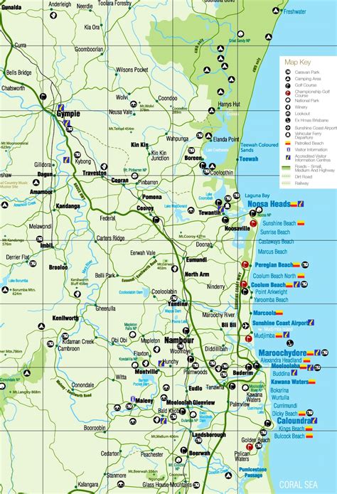 Sunshine Coast tourist map - Ontheworldmap.com