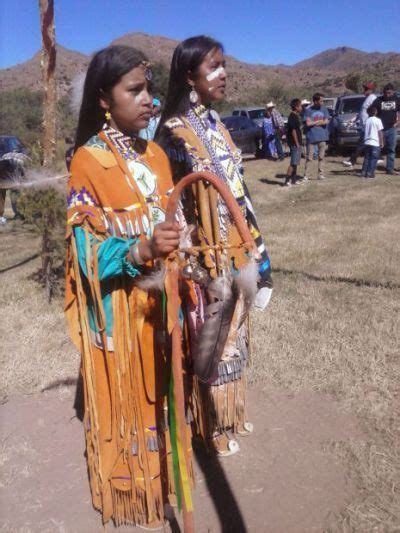 Naelyn and Nizhoni Pike participate in the San Carlos Apache Tribe’s “sunrise ceremony” at Oak ...