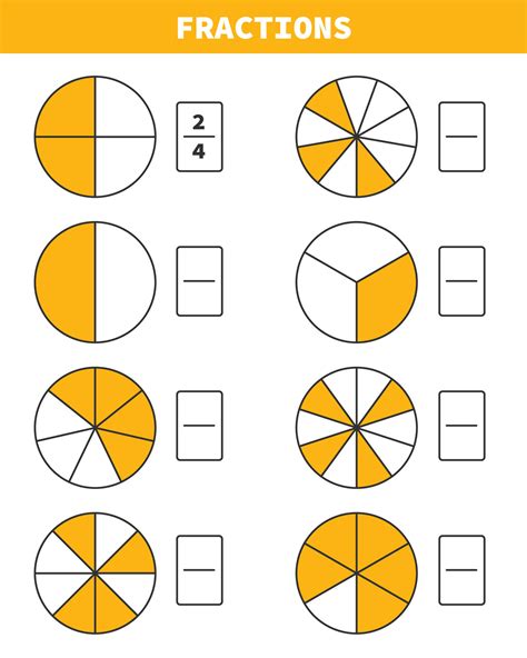 Vector Drawing Of Fractions Worksheet 27170356 Vector Art at Vecteezy