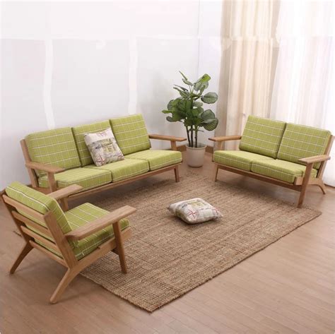 Nordic living room furniture / American white oak solid wood sofa /fabrics sofa / single two and ...