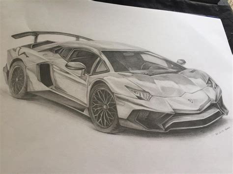 Pencil drawing of a lamborghini aventador [OC] : sketches Car Drawing ...