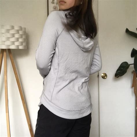 Athleta gray and white quarter zip hoodie Free... - Depop