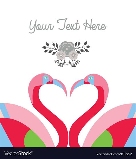 Love card template two flamingo make heart shape Vector Image