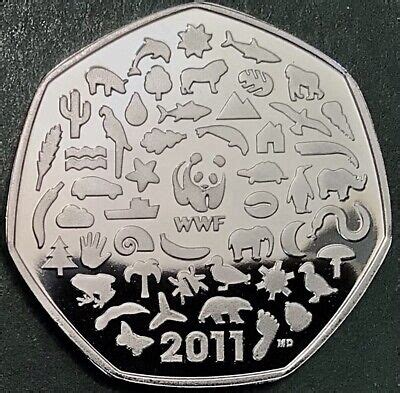 2011 World Wildlife Fund 'WWF' 50th Anniversary Proof Fifty Pence, 50p ...