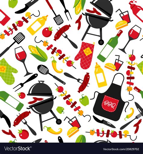 Bbq party background on white background with Vector Image