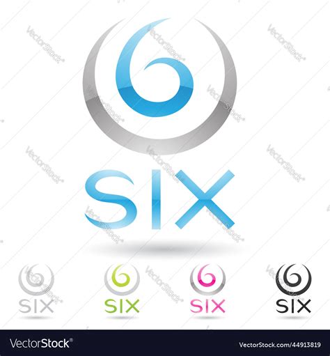 Grey and blue abstract logo icon of number 6 Vector Image