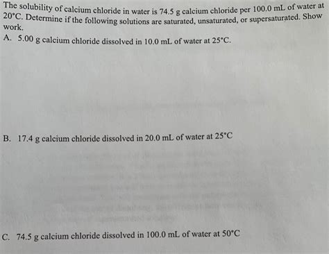 Solved The solubility of calcium chloride in water is 74.5 g | Chegg.com