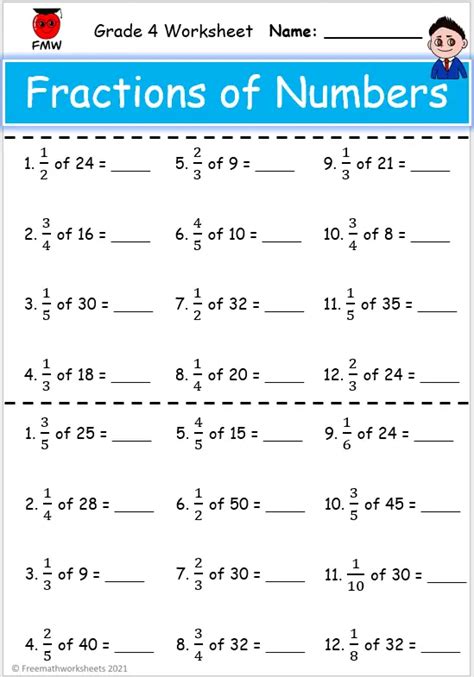 Grade 4 Fractions of Numbers | Free Worksheets | Printables