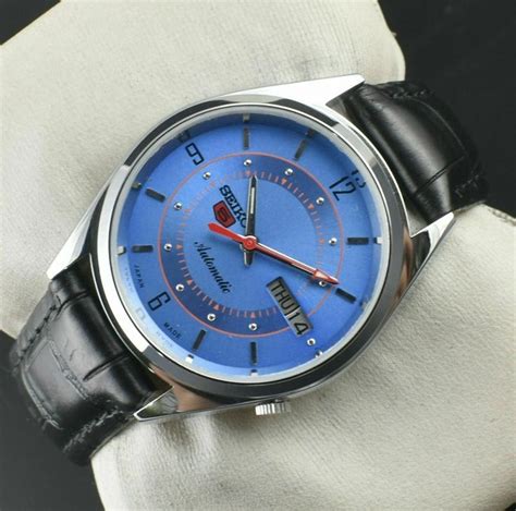 VINTAGE SEIKO 5 AUTOMATIC EXCELLENT BLUE FACE JAPAN MADE MEN'S WRIST WATCH PI | eBay ...