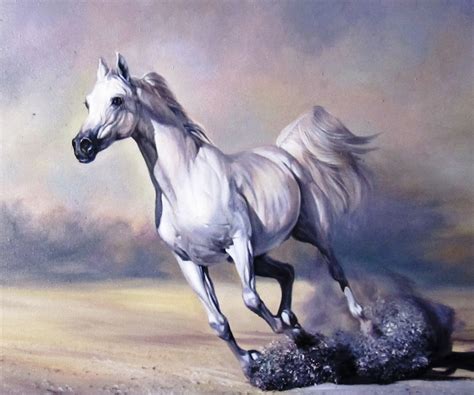 Horse Painting White Horse Horse Oil Painting on Canvas | Etsy