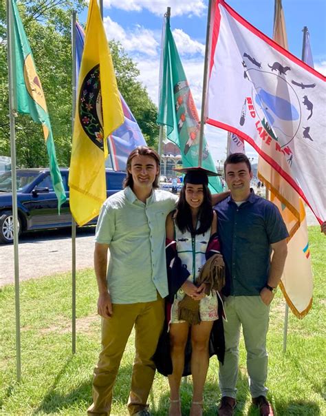 Maeve Kathleen Fairbanks flies Red Lake Nation Flag during her 2022 commencement ceremony at ...