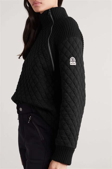 BOGNER Kaley quilted cotton-blend jersey and ribbed-knit turtleneck sweater | NET-A-PORTER