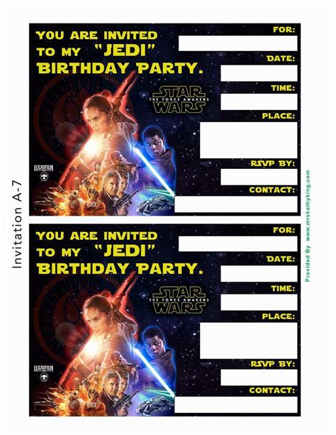 Printable Star Wars Invitation Template - Printable Templates