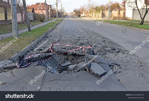 Crater Artillery Shell On Road City Stock Photo 2252402773 | Shutterstock