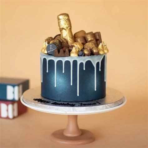 Midnight Blue Champagne Bottle Cake