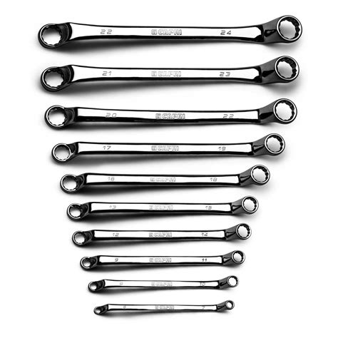 Capri Tools 75-Degree Deep Offset Double Box End Wrench Set, Metric, 10 ...