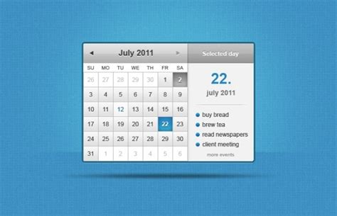 Free PSD | Widget calendar flat style