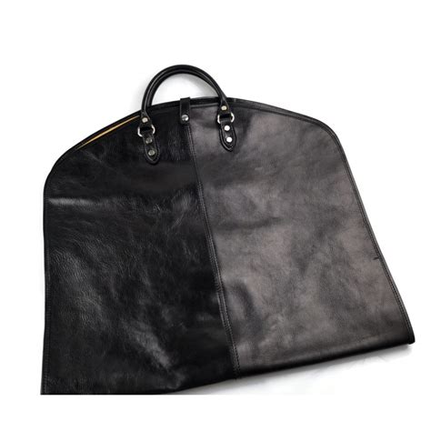 Leather garment bag travel garment bag with handles suit black