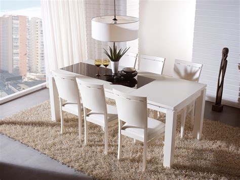 Dining room with white drum lampshades | White dining room table ...