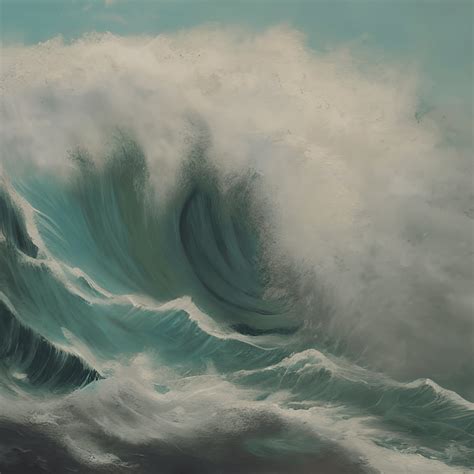 Huge Waves of an Ocean Storm Painting · Creative Fabrica