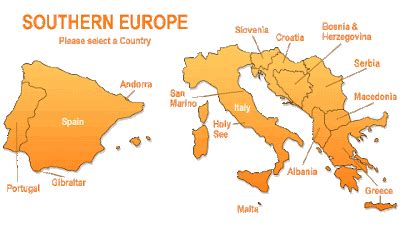 travel guide: Map of Southern Europe Pictures