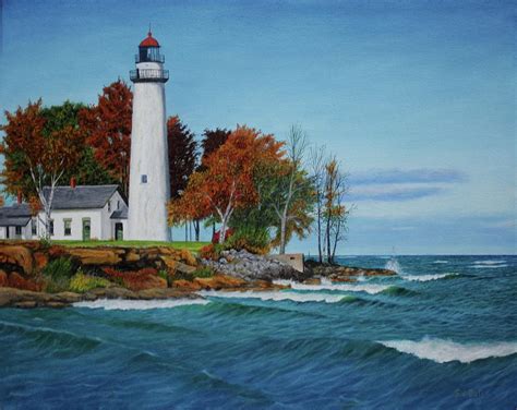 Autumn Lighthouse Painting by Sidney Ball - Fine Art America