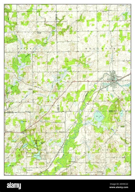 Bellevue, Michigan, map 1947, 1:24000, United States of America by Timeless Maps, data U.S ...