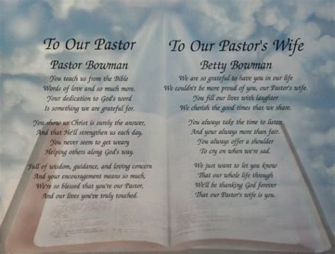 PASTOR & WIFE PERSONALIZED POEMS | Pastor appreciation poems, Pastor ...