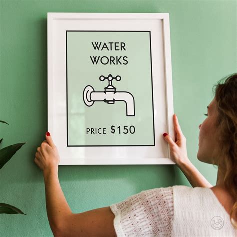 Retro Monopoly Inspired Water Works Printable Alternative - Etsy