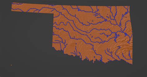 Oklahoma, USA (OK) Topographic Map with Rivers by ansonl | Download ...