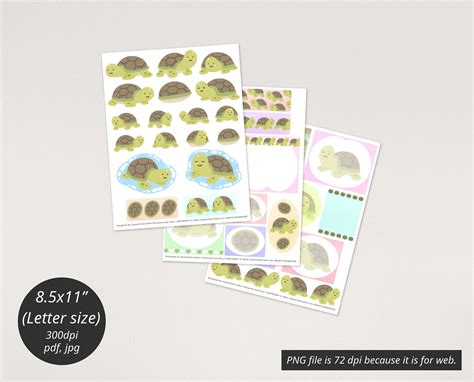 39 Cute Turtle Digital Sticker Pack Cute Turtle Printable - Etsy