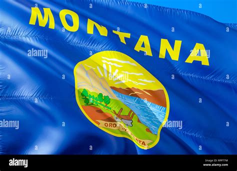 Montana flag. 3D Waving USA state flag design. The national US symbol ...