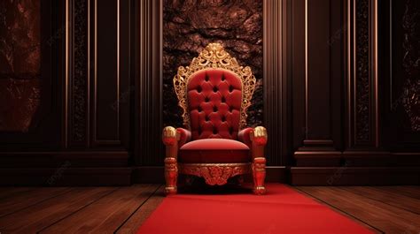 Luxurious Red Royal Chair In 3d Adorned With Red Carpet And Perfect For ...