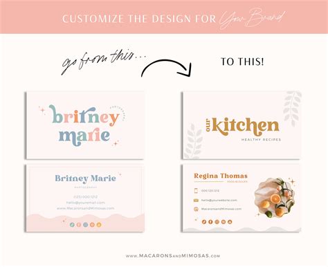 Colorful Boho business card template • Macarons and Mimosas