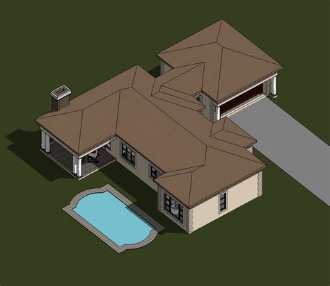 house plans south africa Nethouseplans T189 3D model Aerial - Nethouseplans