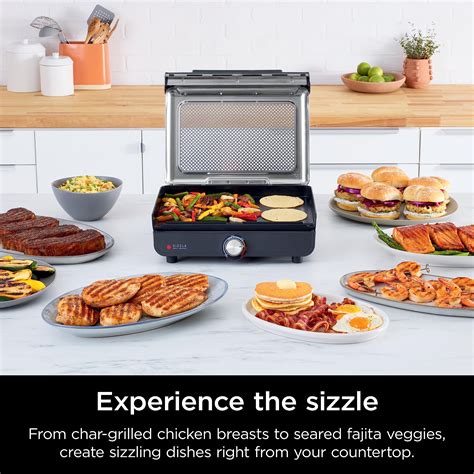 Ninja GR101 Sizzle Smokeless Indoor Grill & Griddle, 14 ...