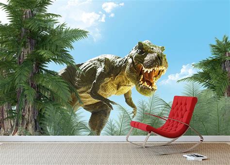 dinosaur in the jungle background Wall Mural Wallpaper | Canvas Art Rocks